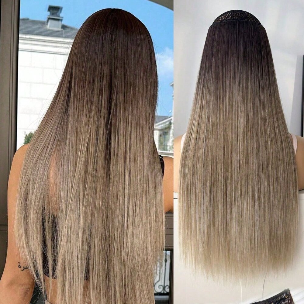 Dirty Blonde Ombre Straight hair  Clip in Extensions - Human hair blend